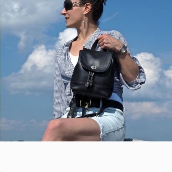 Coach Vintage Black Leather Daypack (Style No. 9960) - Picture 13 of 15